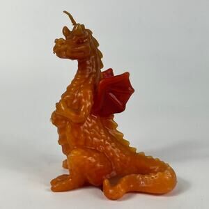 5" Vintage Dragon Candle Orange Wax Never Lit Handmade Hand Crafted Fantasy Gift